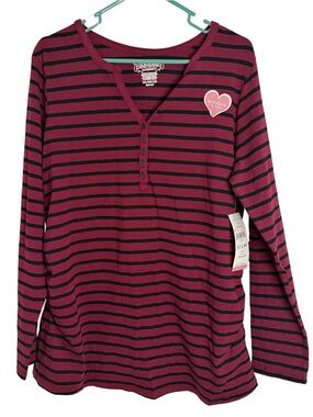 3/$20 Great Expectations Burgundy & Black Striped Long Sleeve Maternity Shirt